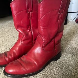 real leather red cowboy boots